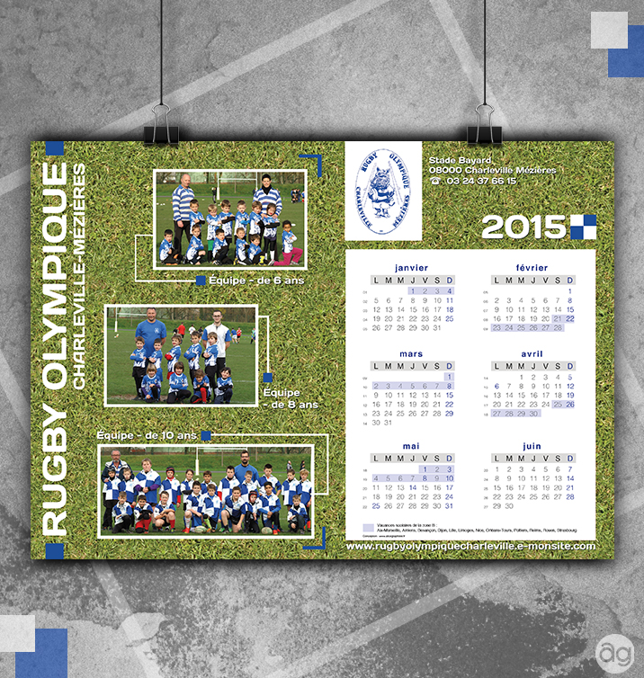 Calendrier 2015 pour l'école de rugby de charleville-mézières