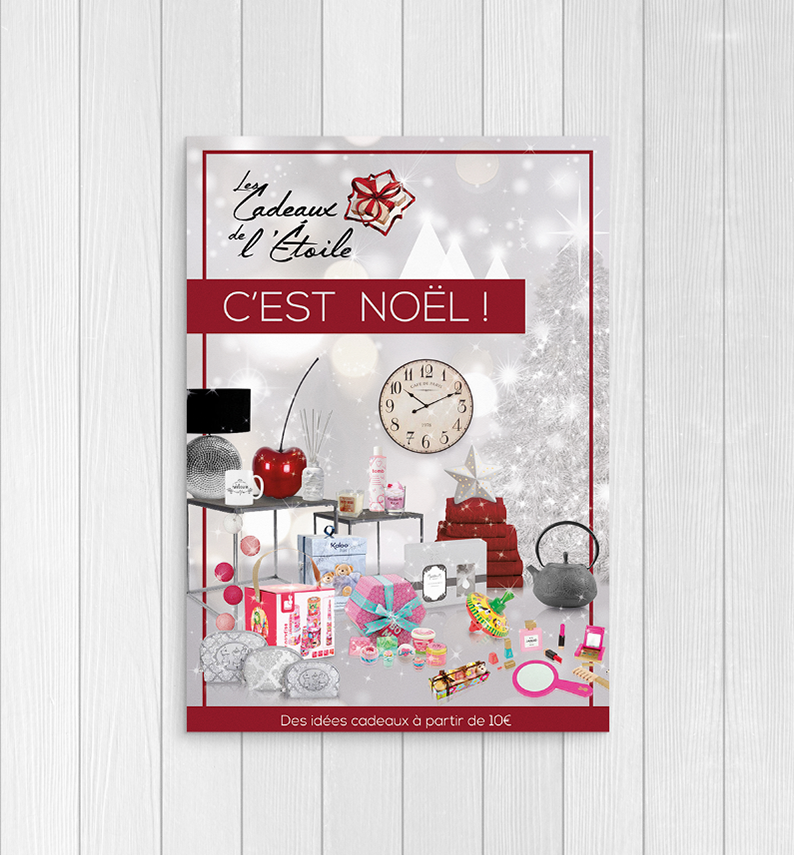 Flyer de Noël pour la boutique les Cadeaux de l'Étoile de Rocroy