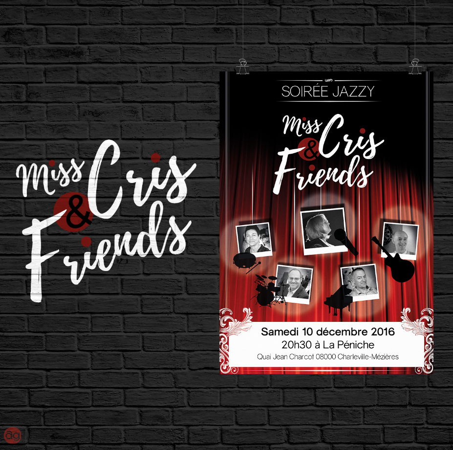 Affiche pour les concerts de Jazz du groupe Miss Cris & Friends