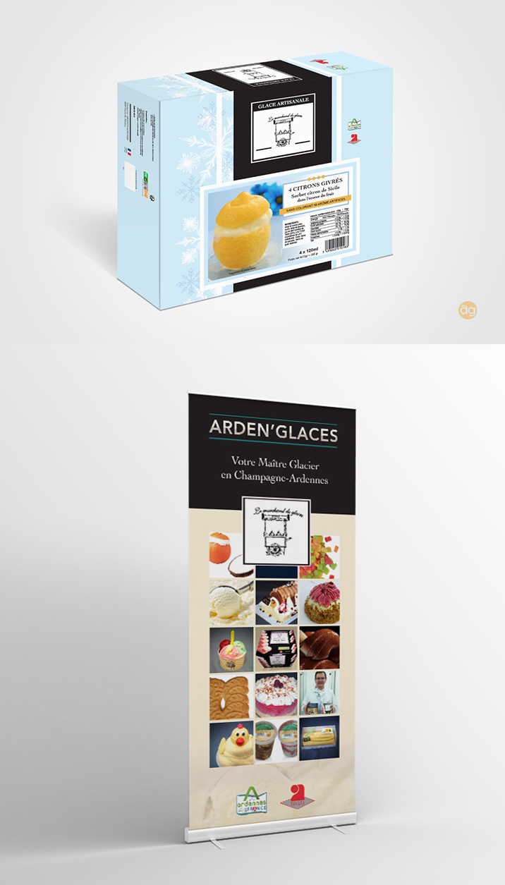 Packaging et Roll Up pour Arden’Glaces : Le Marchand de Glaces
