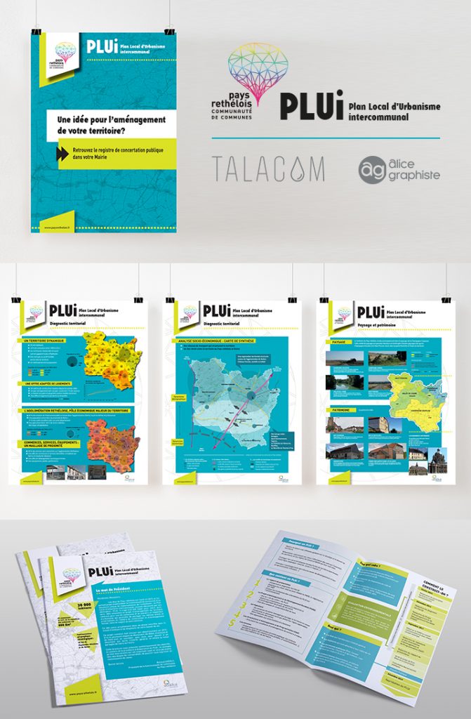 Affiches, panneaux et brochure, en collaboration avec Talacom, pour le pays rethélois