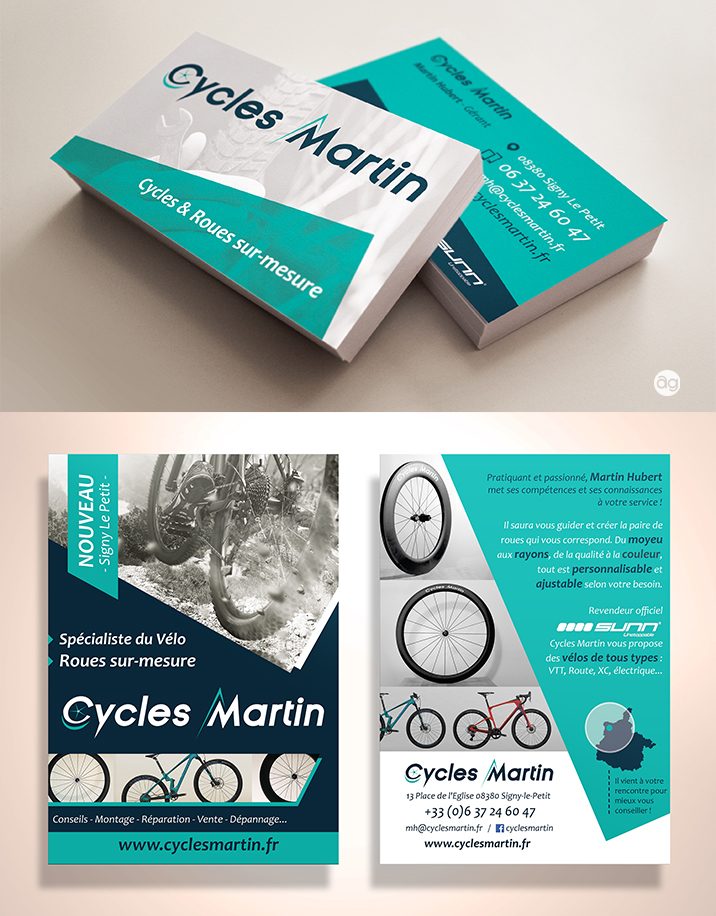 Carte de visite et flyer pour Cycles Martin